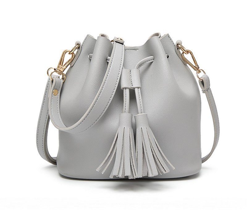 Small Women Leather Bucket Handbag