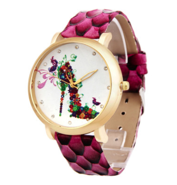 women 3D printed belt quartz watch