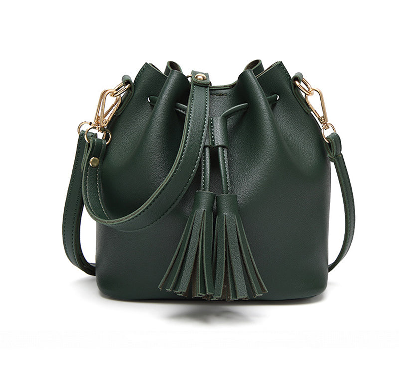 Small Women Leather Bucket Handbag