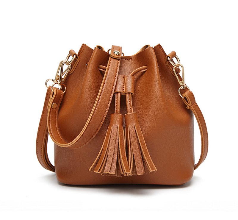 Small Women Leather Bucket Handbag